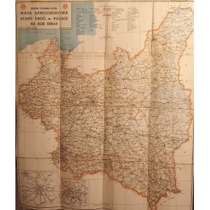 Motorová mapa a stav ciest v Poľsku 1939/40, mierka 1:1 000 000, vydavateľstvo Poľského turistického klubu,