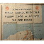 Autokarte und Straßenzustand in Polen für das Jahr 1939/40, Maßstab 1:1.000.000, Wyd. Polski Touring Klub,