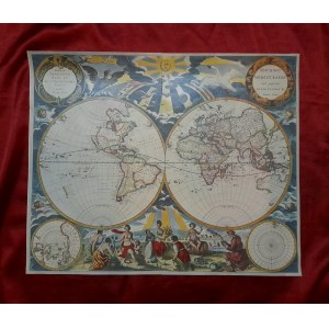 GOOS Petro - Mapa świata - Orbis Terrarum Nova Et Accuratissima Tabula- 1666 - inkografia