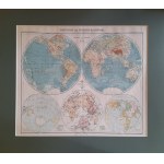 MAP OF THE WORLD, 1905, Stielers Handatlas - first edition issued on cylindrical printing presses