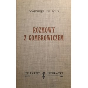 DE ROUX Dominique - Conversations with Gombrowicz (PARIS CULTURE)