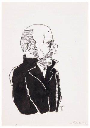 Jerzy Flisak (1930 Warszawa - 2008 tamże), Karykatura Wojciecha Pszoniaka