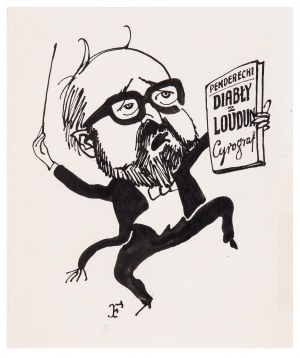 Jerzy Flisak (1930 Warszawa - 2008 tamże), Karykatura Jerzego Pendereckiego