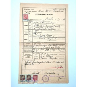 Rodný list - Izraelský metrický úřad ve Skale - Skała 1937