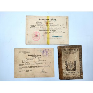Identity card and registration certificates from 1939
