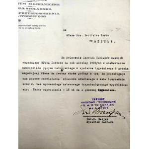 Szkoła we Lwowie - angaż na nauczyciela języka hebrajskiego na rok 1939/1940