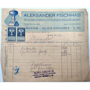 Rachunek - Aleksander Fischhab - Fabryka pieczęci kauczukowych - Kraków ul Grodzka [1921]