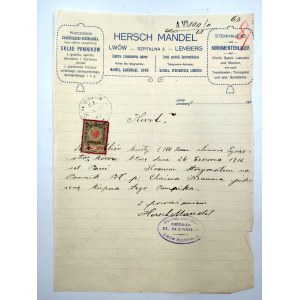 Kwit - Hersch Mandel - Pracowania Kamieniarsko Rzeźbiarska - Lwów 1911
