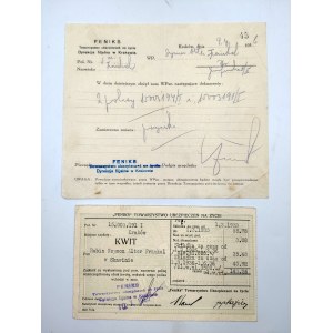 Receipts from Insurance Companies for Rabbi Szymon Alter Frankel in Skawina 1932- 1936