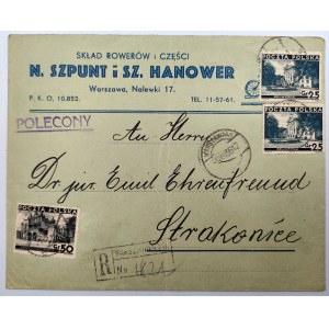 Advertising envelope - N. Szpunt and Sz. Hanover - bicycle and parts depot - Warsaw.