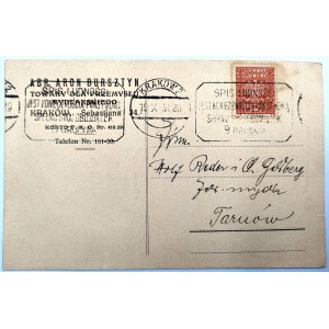 Reklamowa karta pocztowa - Aron Bursztyn Przemysł Mydlarski [list w języku jidysz] Kraków 1920