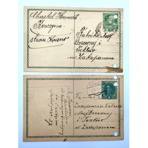 Karty wysłane do Fabryki Masy drzewnej i tektur w Zakopanem [1917]