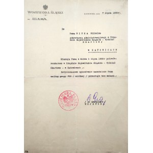 Silesian Governor - Grażyński - Promotion for Secretary of the Treasury Department 1. July 1939 Katowice