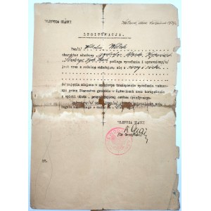 Legitymacja ewakuacyjna -1.września 1939- [Wojewoda Śląski] Katowice