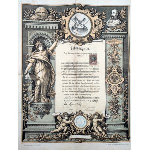 Rzeźnicki Dyplom Czeladniczy - dla Józefa Judy - Baligród 1889 rok