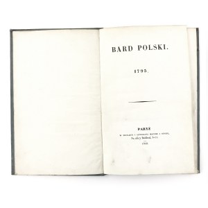 [Czartoryski Adam Jerzy] - Bard of Poland 1795. foreword by Julian Ursyn Niemcewicz.