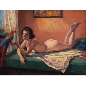 Michal Maksymilian REKUCKI (1884 - 1971), Nude with a parrot