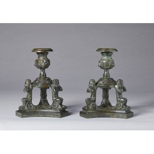 NICCOLO' ROCCATAGLIATA'S SCHOOL (Genoa, 1570 - Venice, after 1636), A pair of candelabra