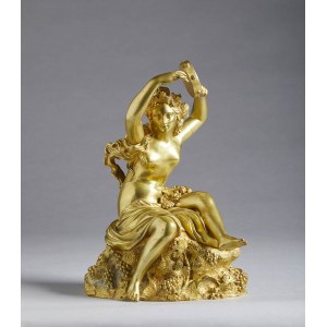 FRENCH FOUNDRY XVIII-XIX CENTURY, Maenad with tambourine, or Allegory of Autumn