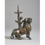 NORTHERN EUROPE MANUFACTURE, Candelabra with Samson and the lion. From a XIII century's design.