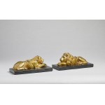 BRONZE ARTIST ACTIVE IN THE EARLY XIX CENTURY, Pair with lion and lioness