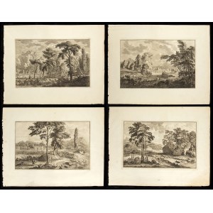 Anonymous engraver of the 17th century, Lot of 4 landscapes