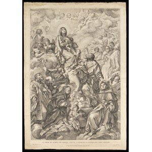 Pietro Aquila (1650-1692) after Carlo Maratti (1625-1713), B. Virgo in gloria cum quinque sanctis a Clemente X canonizatis anno MDCLXXI