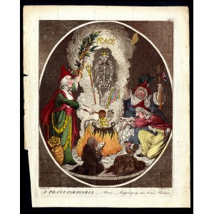 James Gillray (1756-1815), A Phantasmagoria; -scene- Conjuring-up an Armed Skeleton