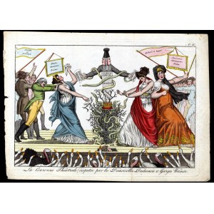 James Gillray (1756-1815), La Couronne Théatrale disputée par les Demoiselles Duchesnois & Georges Weimer