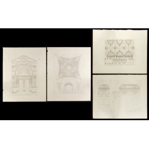 Fresco Decorations And Stuccoes Of Churches & Palaces In Italy… -- lot of 4 plates