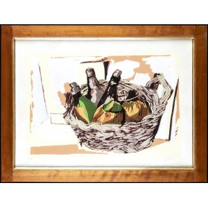 Renato Guttuso (1912-1987), Still life with a basket of bottles