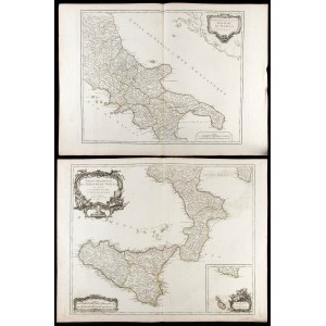 Gilles Robert de Vaugondy (1688-1766), Partie septentrionale du Royaume de Naples / Partie meridionale du Royaume de Naples où se trouvent la Calabre et l'Isle et Royaume de Sicile