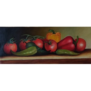 Tadeusz Rogowski, Still life with tomatoes and peppers