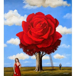 Rafał Olbinski - Red Rose White Flower