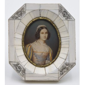 Painter unspecified, 19th / 20th century, Woman in Renaissance costume -miniature