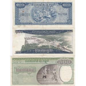 Cambodja 100 & 500 Riels 1958-72 (3)
