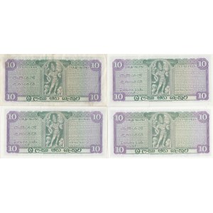 Ceylon 10 Rupees 1968,70,71,77 (4)