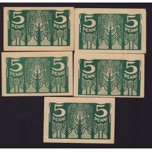 Lot of paper money: Estonia 5 penni (5)