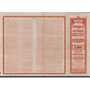 Estonia - bond of the Estonian Republic 1927 - $ 1000