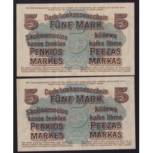 Germany, Lithuania Kowno (Kaunas) 5 mark 1918 - Darlehnskasse Ost - Consecutive numbers (2)