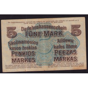 Germany, Lithuania Kowno (Kaunas)- Darlehnskasse Ost 5 mark 1918