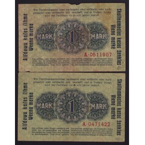 Lot of paper money: Germany, Lithuania, Kowno (Kaunas) 1 Mark 1918 (2)