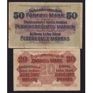 Lot of paper money: Germany, Lithuania, Kowno (Kaunas) 50 & 20 Mark 1918 (2)