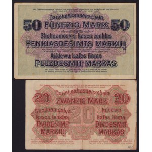 Lot of paper money: Germany, Lithuania, Kowno (Kaunas) 50 & 20 Mark 1918 (2)