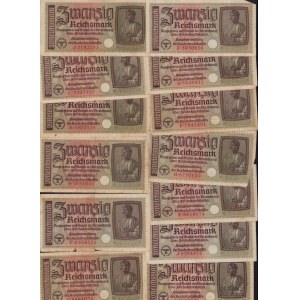 Lot of paper money: Germany 20 Reichsmark 1940-1945 (27)