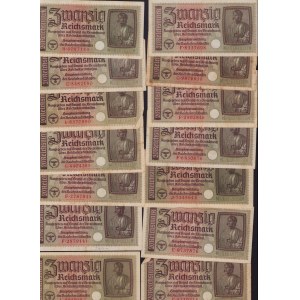 Lot of paper money: Germany 20 Reichsmark 1940-1945 (30)