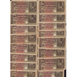 Lot of paper money: Germany 20 Reichsmark 1940-1945 (30)