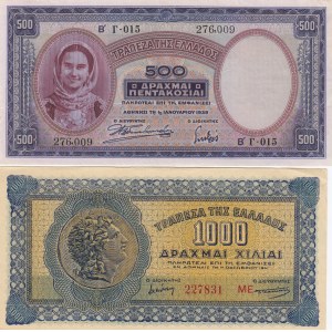 Greece 500 & 1000 Drachmai 1939,41 (2)