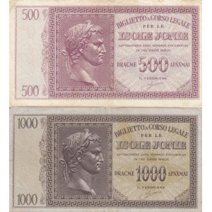 Greece 500 & 1000 Drachmai 1941 (2) Jonie Islands