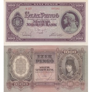 Hungary 100 & 1000 Pengö 1943,45 (2)